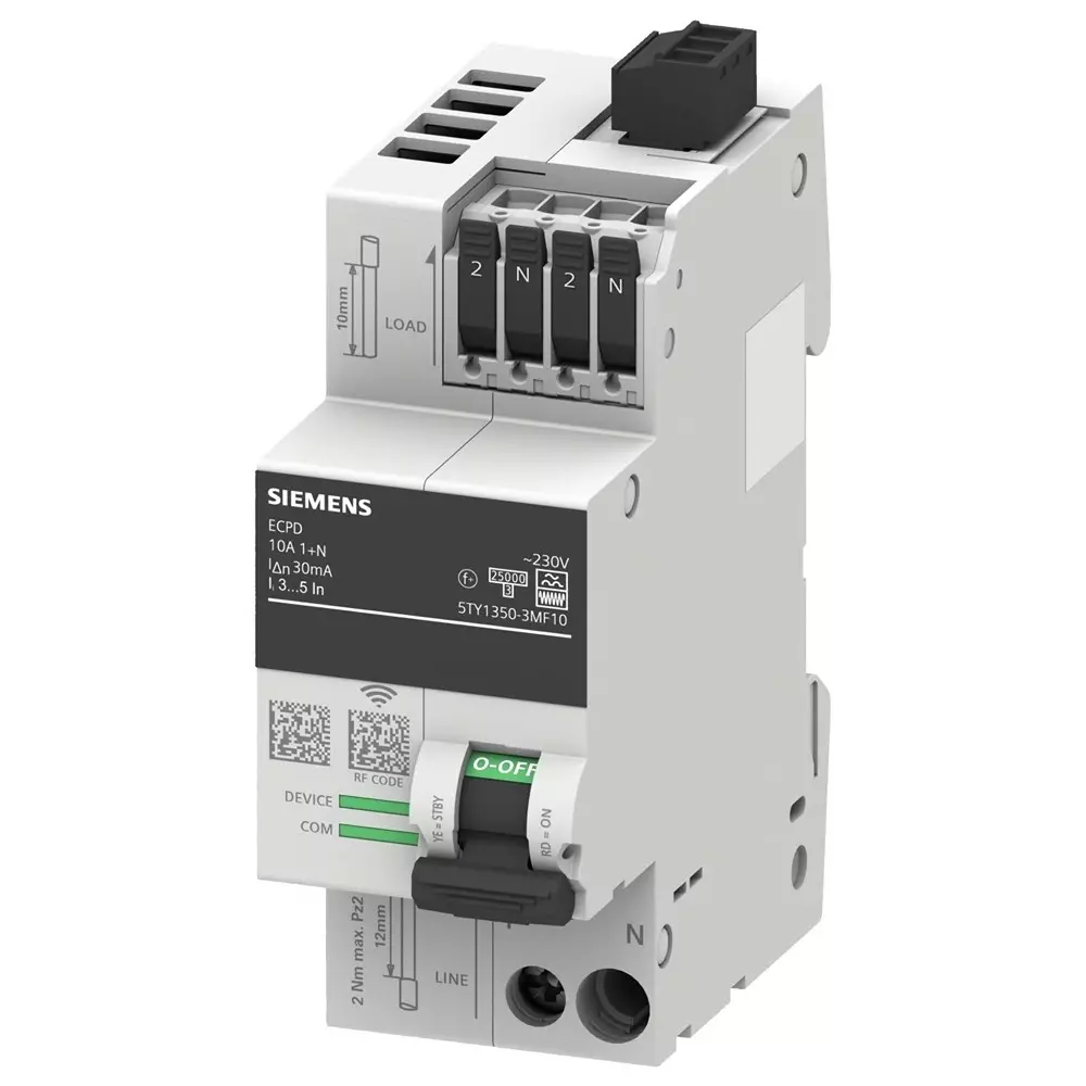 Siemens 5SV3 RCCB, 10A, 2 Pole, 30mA, Type F, 230/400V, 5TY1350-3MF10