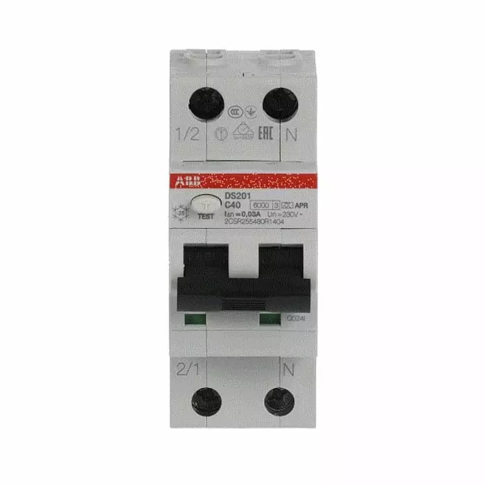ABB DS201 RCCB, 40A, 2 Pole, 30mA, Type C, 240V, 2CSR255480R1404