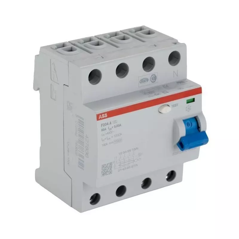 ABB F200 RCCB, 63A, 4 Pole, 30mA, Type A, 230 V AC, 2CSF204101R1630