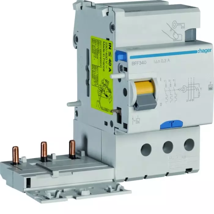 Hager BFF Series RCCB, 40A, 3 Pole, 300mA, Type F, BFF340