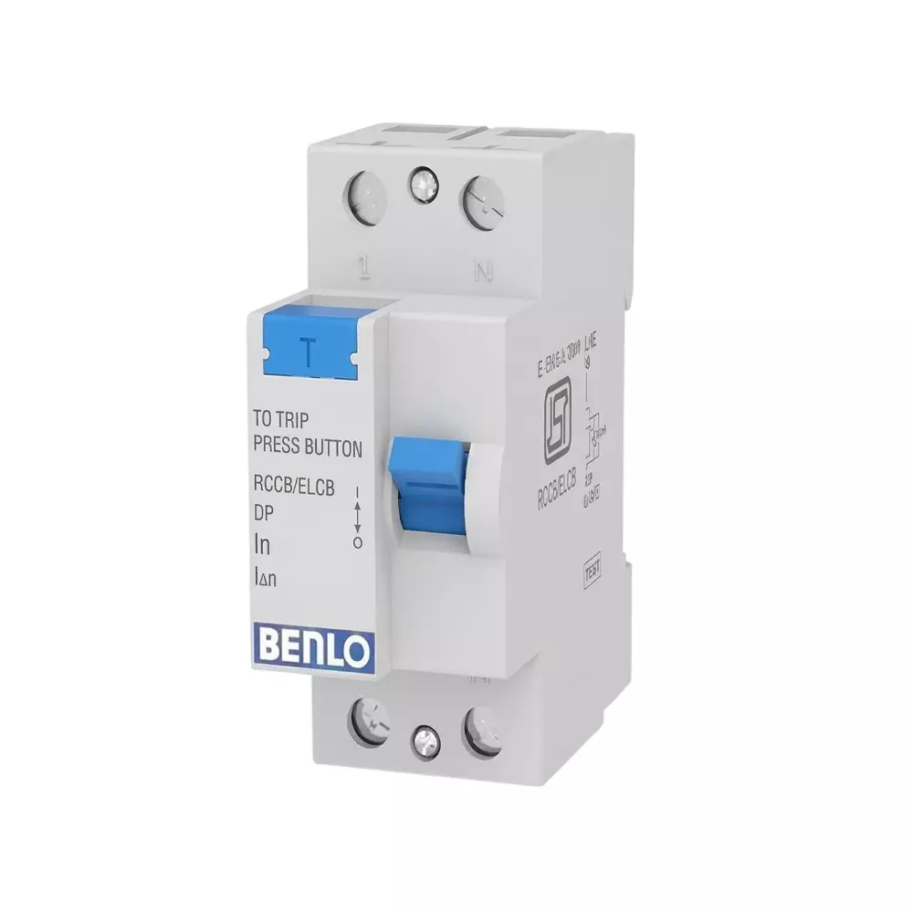 Benlo Residual Current Circuit Breakers 2 Pole 100 mA Sensitivity and 20 Amp Current, 60161