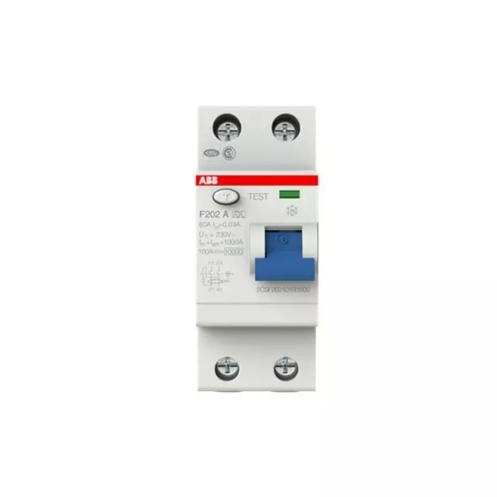 ABB F200 RCCB, 80A, 2 Pole, 30mA, Type A, 230 V AC, 2CSF202101R1800