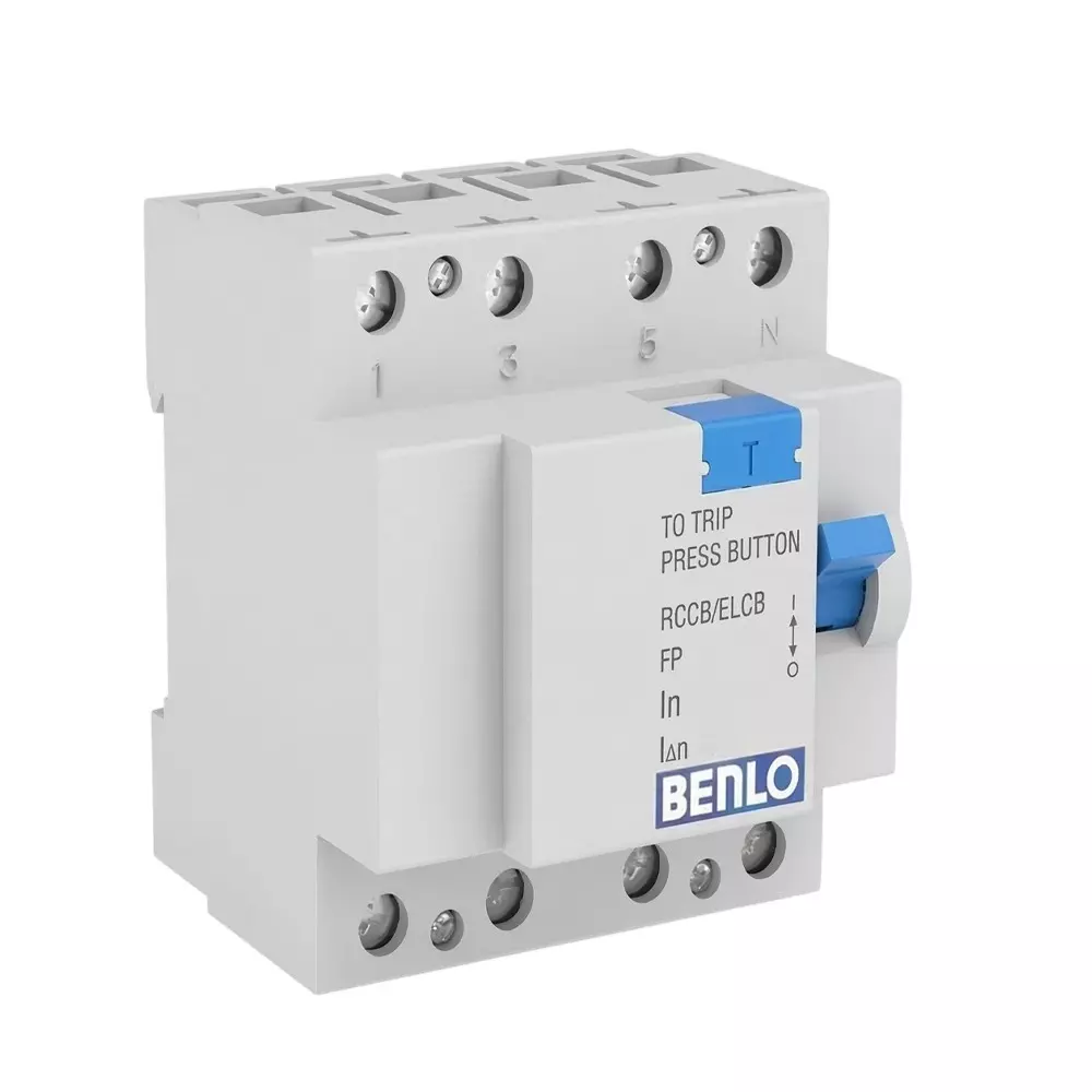 Benlo Residual Current Circuit Breakers 4 Pole 100 mA Sensitivity and 25 Amp Current, 60183