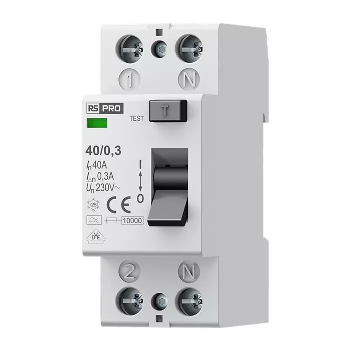 RS PRO Residual Current Circuit Breaker 40 Amp Type A 2 Pole 230 V, 2842370