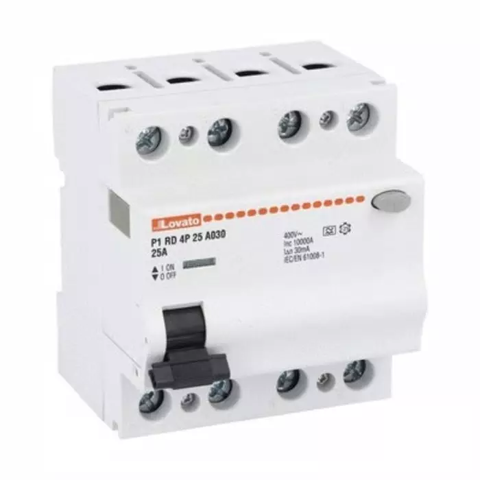Lovato P1RD MCCB, 25A, 4 Pole, 30mA, Type A, 230 or 400 V AC, P1RD4P25A030