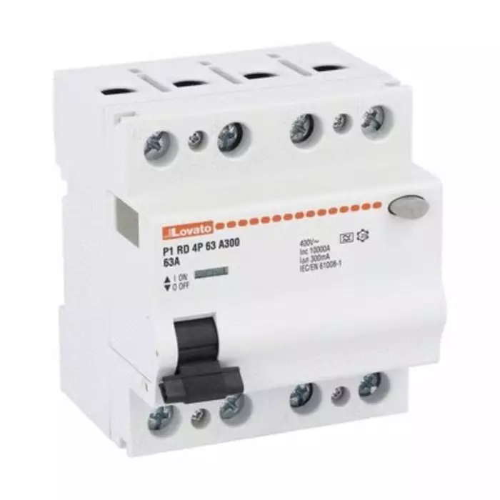 Lovato P1RD MCCB, 63A, 4 Pole, 300mA, Type A, 230 or 400 V AC, P1RD4P63A300