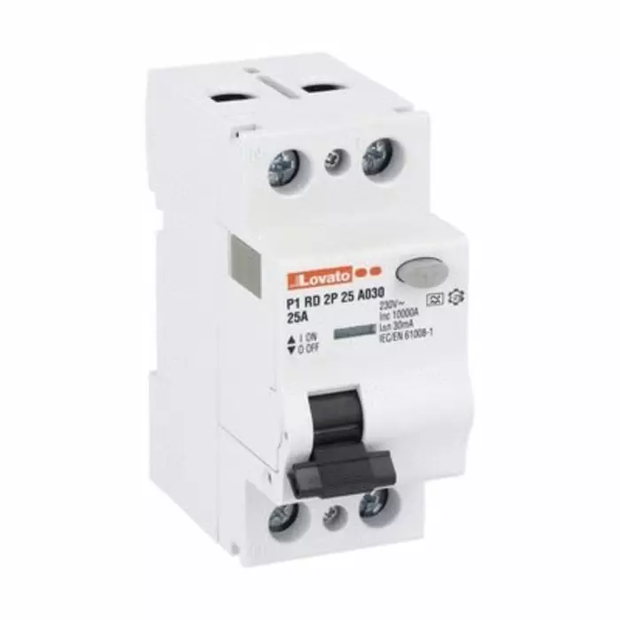 Lovato P1RD MCCB, 25A, 2 Pole, 30mA, Type A, 230 V AC, P1RD2P25A030