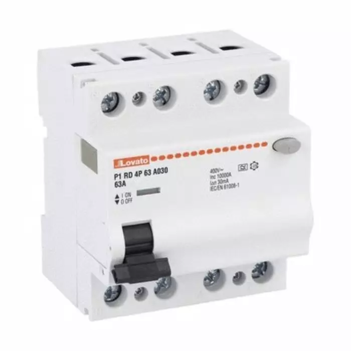 Lovato P1RD MCCB, 63A, 4 Pole, 30mA, Type A, 230 or 400 V AC, P1RD4P63A030