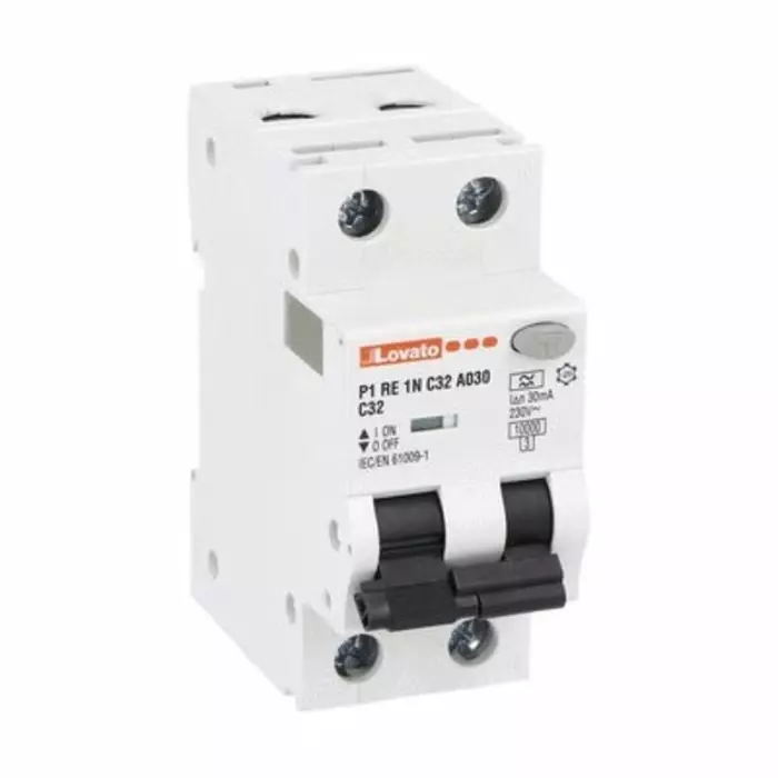 Lovato RCBO, 32A Current Rating, 1P + N Poles, 30 mA Trip Sensitivity, Type A, P1RE1NC Range, P1RE1NC32A030