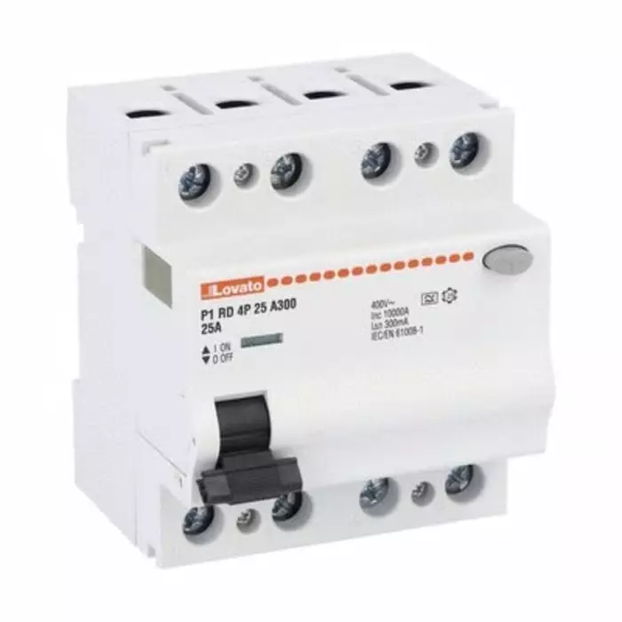 Lovato P1RD MCCB, 25A, 4 Pole, 300mA, Type A, 230 or 400 V AC, P1RD4P25A300