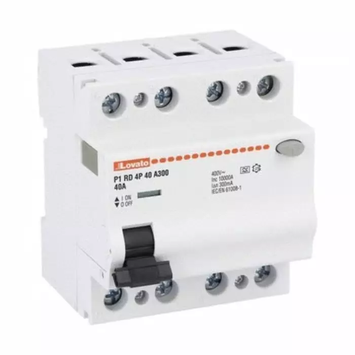 Lovato P1RD MCCB, 40A, 4 Pole, 300mA, Type A, 230 or 400 V AC, P1RD4P40A300