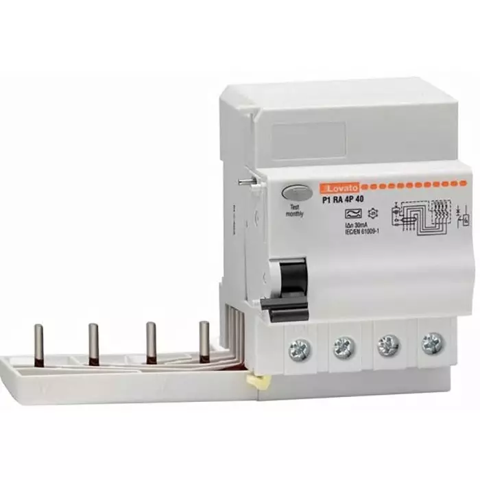 Lovato P1RA RCCB, 63A, 4 Pole, 30mA, Type A, 230 V AC, 400 V AC, P1RA4P63A030
