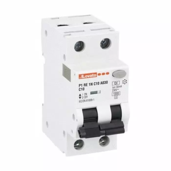Lovato RCBO, 10A Current Rating, 1P + N Poles, 30 mA Trip Sensitivity, Type A, P1RE1NC Range, P1RE1NC10A030