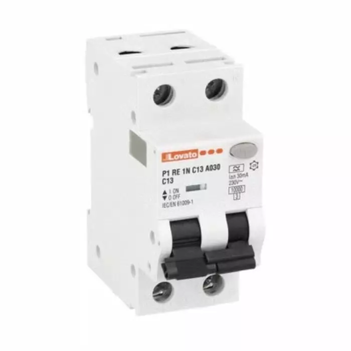 Lovato RCBO, 13A Current Rating, 1P + N Poles, 30 mA Trip Sensitivity, Type A, P1RE1NC Range, P1RE1NC13A030