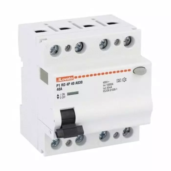 Lovato P1RD MCCB, 40A, 4 Pole, 30mA, Type A, 230 or 400 V AC, P1RD4P40A030