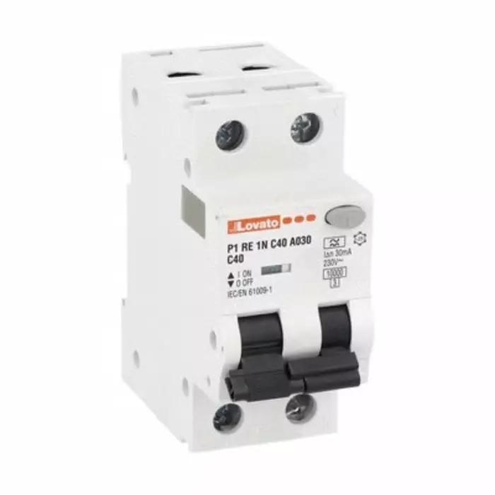 Lovato RCBO, 40A Current Rating, 1P + N Poles, 30 mA Trip Sensitivity, Type A, P1RE1NC Range, P1RE1NC40A030