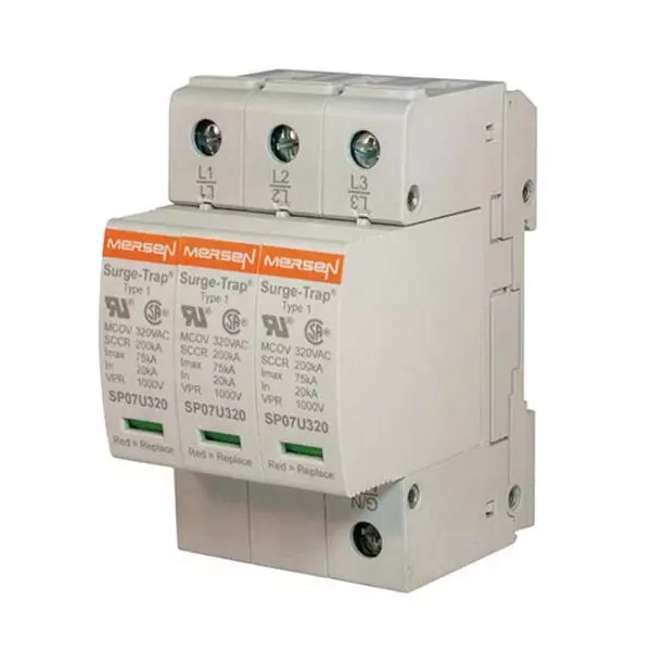 Mersen Industrial Surge Protector DIN Rail 20 kA Current Rating, STP208Y07M