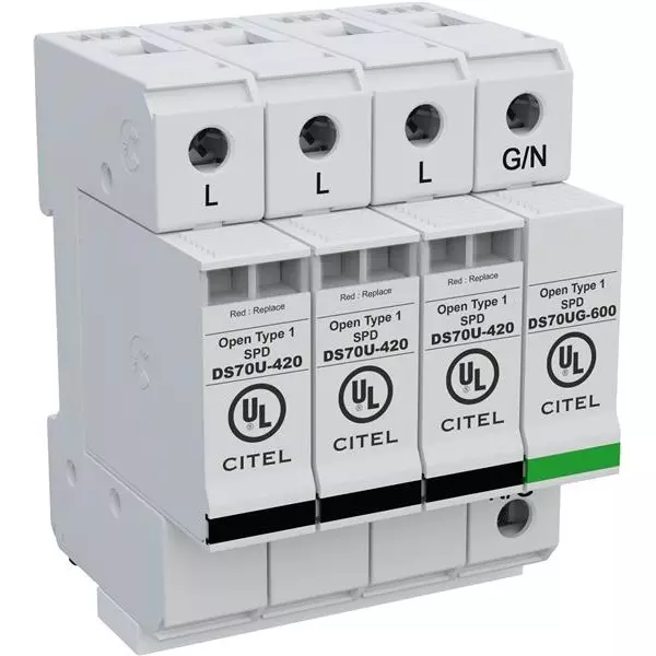 CITEL Industrial Surge Protector DIN Rail 75 kA 277 VAC, 480 VAC, DS74US-277Y/G