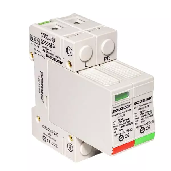 Bourns Industrial Surge Protector DIN Rail 80 kA 220 V, 230 V, 380 V, 400 V, 1270-2NS-230