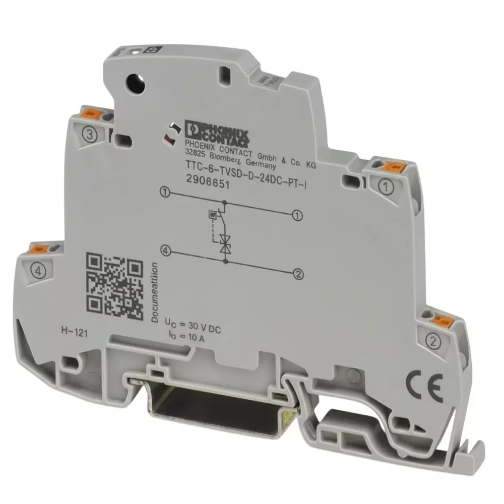 Phoenix Contact Industrial Surge Protector DIN Rail 10 A 24 VDC, 2906851
