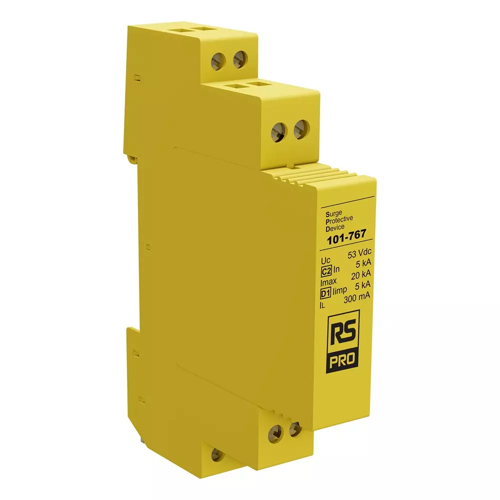 RS PRO Industrial Surge Protector DIN Rail Mount 70 V Voltage 5 kA 90 mm Length, 101767