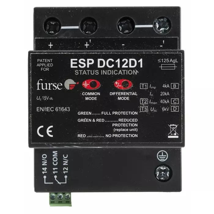 WJ Furse ESP-DCD1 Surge Protection Device 15 V DC Maximum Voltage Rating Mains Protector, ESP DC12 D1