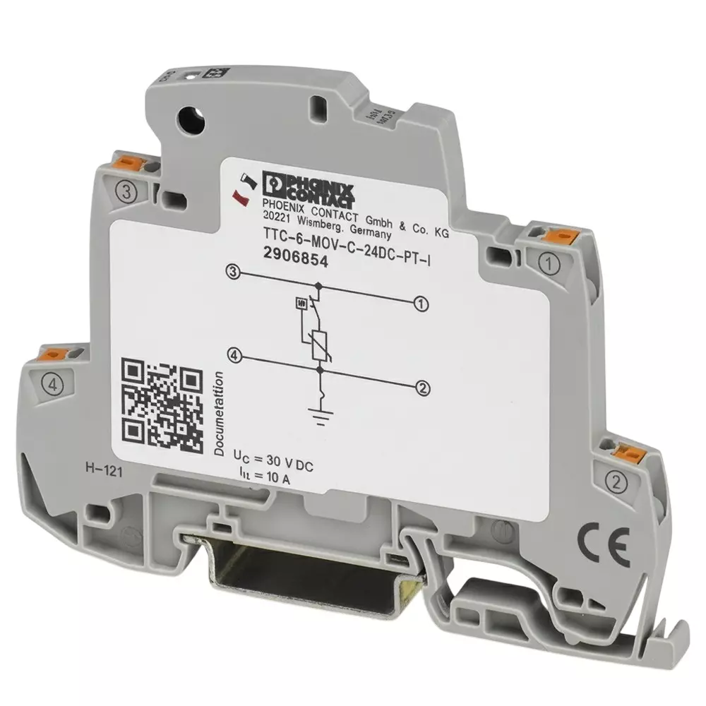 Phoenix Contact Industrial Surge Protector DIN Rail 10 A 120 VAC, 2906858