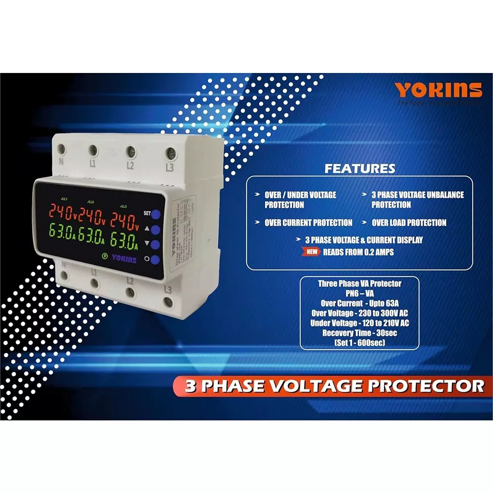 yokins-automatic-overunder-voltage-protector-three-phase-63-amp-220-v-ac-dual-working-mode-yd-6va