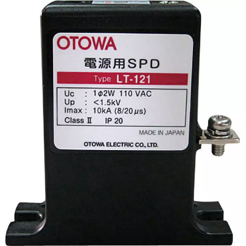 Otowa Electric SPD IP20 Protection Class -20 to +50℃ Operating Temperature Range (Between lines) 800 V or less,, LT-121