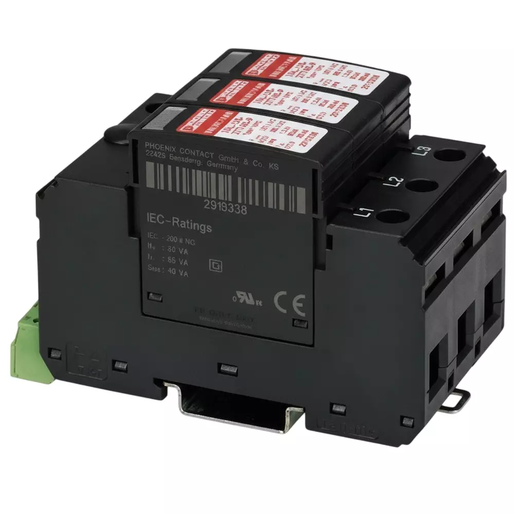 Phoenix Contact Industrial Surge Protector DIN Rail 1 A 480 VAC, 2910386