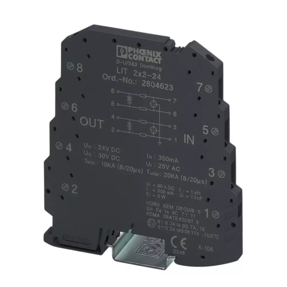 Phoenix Contact Industrial Surge Protector DIN Rail 350 mA 25 VAC, 36 VDC, 2804623