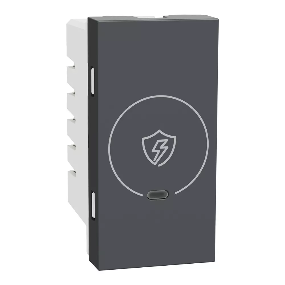 Schneider Electric Miluz Lara Series With LED Indication Voltage Surge Protector 1 Module 220-240 V Operational Voltage and Anthracite Black Color, MLVSP1M_AN