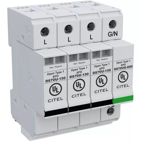 CITEL Industrial Surge Protector DIN Rail 75 kA 120 VAC, 208 VAC, DS74US-120Y/G