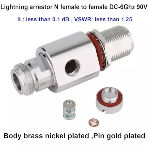 generic-n-female-to-n-female-lightning-arrestor-surge-protector-50-impedance-dc59-ghz-frequency-silver