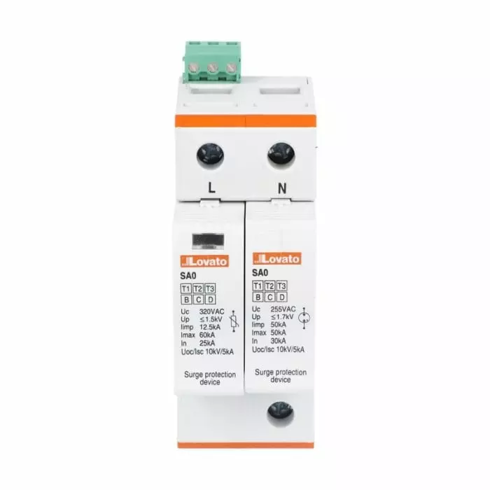 Lovato Single Phase Surge Protector, 60kA, 1.5kV, DIN Rail Mount, SA01NA320R