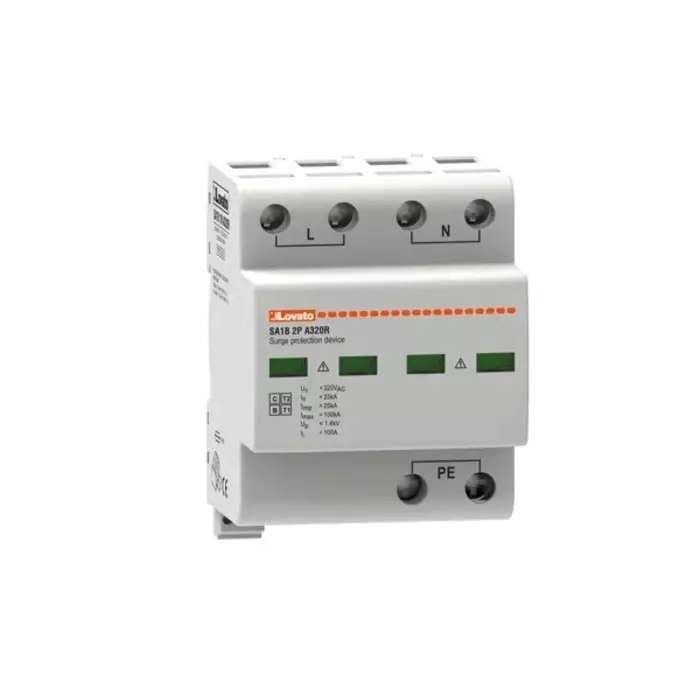 Lovato Single Phase Surge Protector, 100kA, DIN Rail Mount, SA1B2PA320R