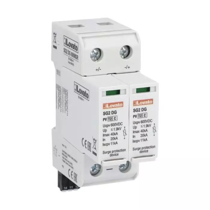 Lovato Single Phase Surge Protector, 40kA, DIN Rail Mount, SG2DG600M2R