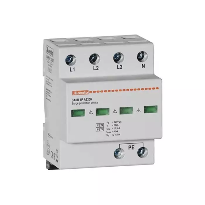 Lovato Single Phase Surge Protector, 50kA, DIN Rail Mount, SA0B4PA320R
