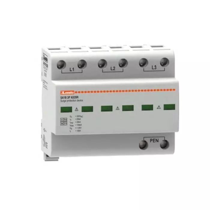Lovato Single Phase Surge Protector, 100kA, DIN Rail Mount, SA1B3PA320R