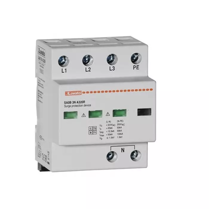 Lovato Single Phase Surge Protector, 50kA, DIN Rail Mount, SA0B3NA320R