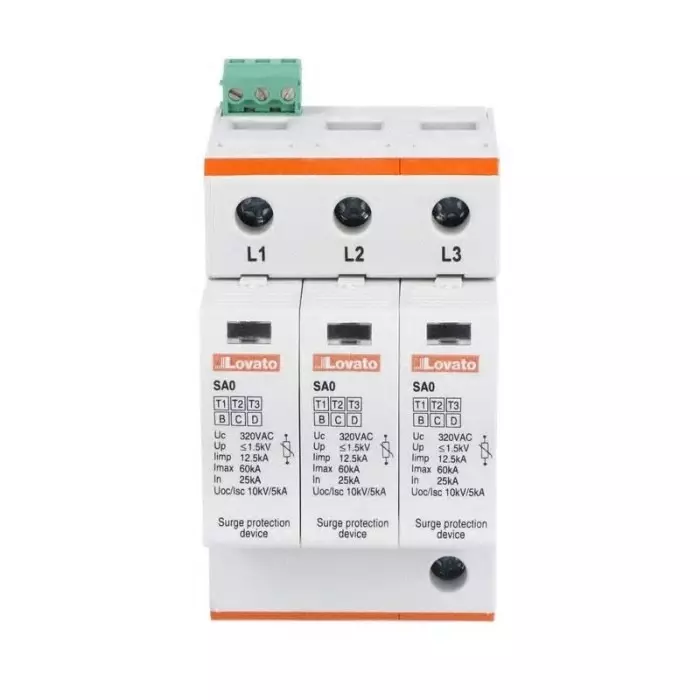 Lovato Single Phase Surge Protector, 60kA, 1.5kV, DIN Rail Mount, SA03PA320R