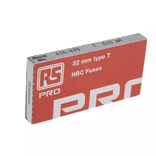 RS PRO Ceramic Ceramic Cartridge Fuse 630mA, 500 V AC, Model No 414409