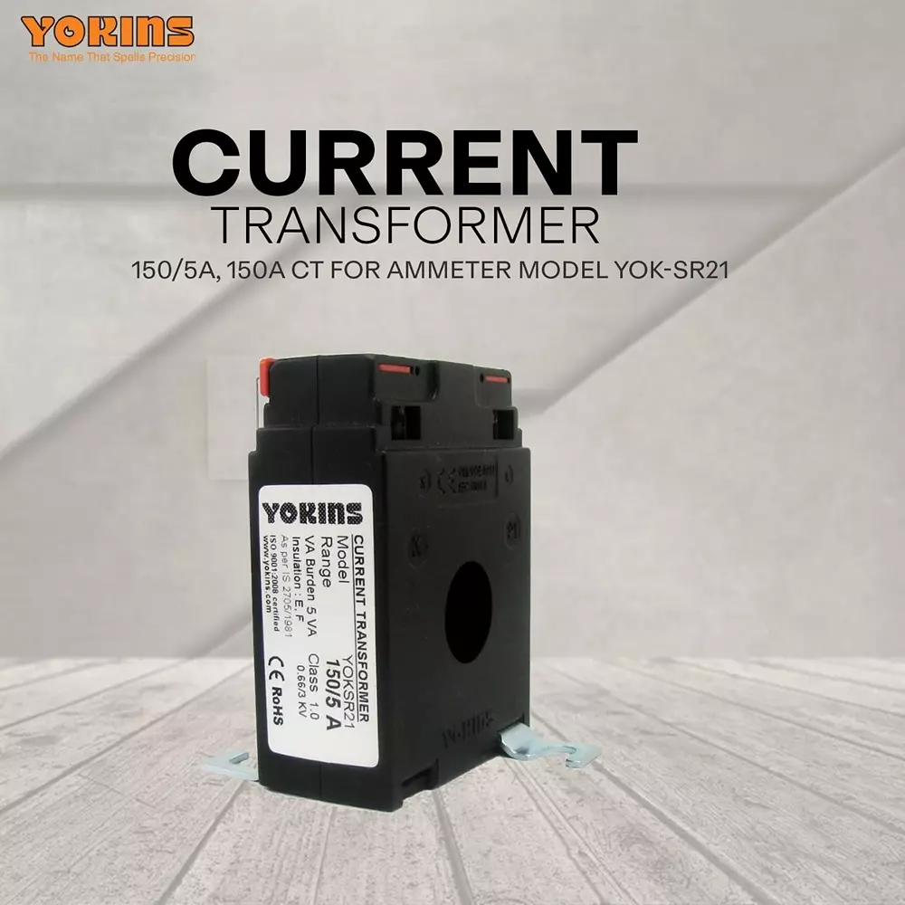 YOKINS Current Transformer Rectangular Shape 150/5A Range 5 VA Burden 21 mm Inner Diameter	, SR21-150.5A-5VA-1.0
