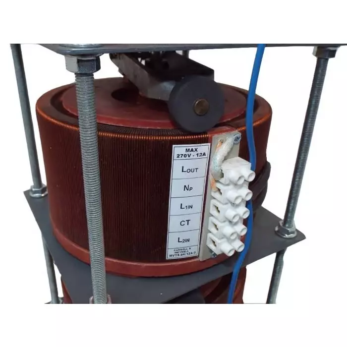 Carroll & Meynell Autotransformer 190x220x755 mm, 415V, 14.7kVA, 3 Phase, Open Clamp, MVT14.7k/18A-3