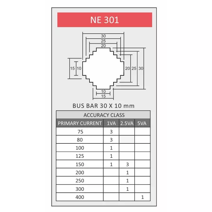 nippen-ne-series-current-transformer-301-type-605a-ratio-30x10-mm-window-size-and-1-va-rated-burden
