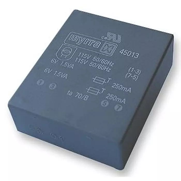 MYRRA TRANSFORMER, 10VA, 115-230V, 2 X 6V, 45031