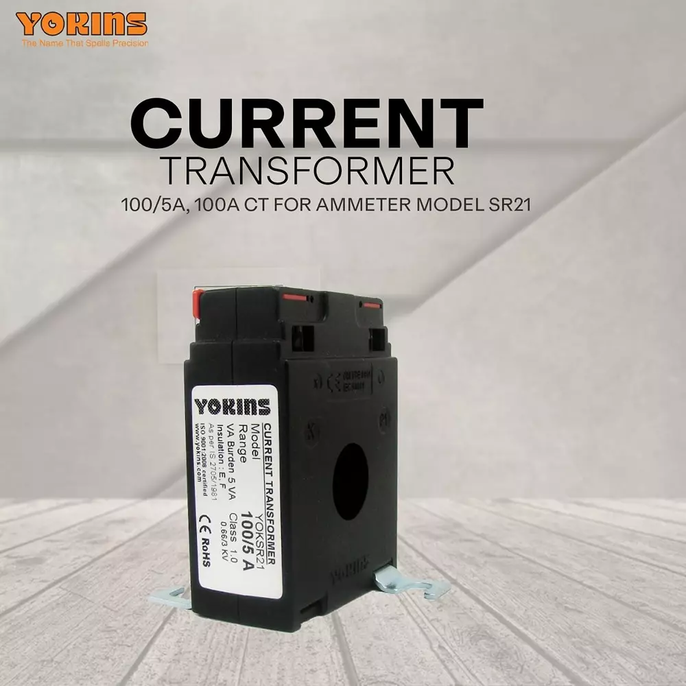 YOKINS Current Transformer Rectangular Shape 100/5A Range 5 VA Burden 21 mm Inner Diameter	, SR21-100.5A-5VA-1.0