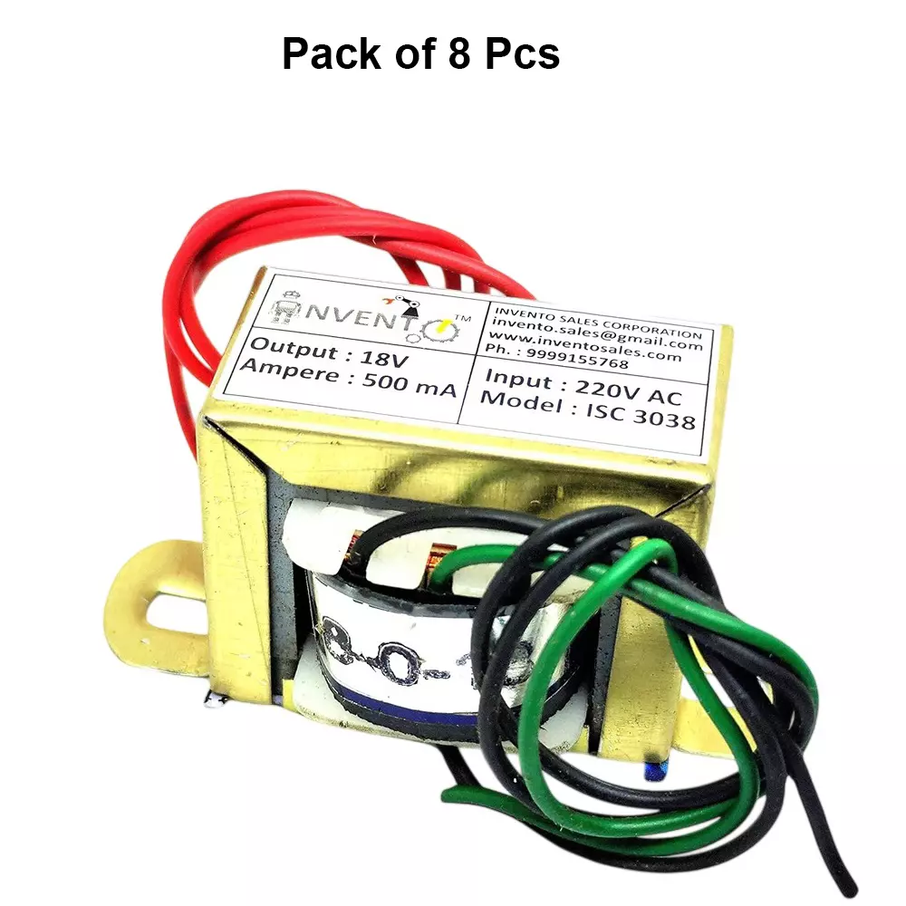 invento-step-down-centre-tapped-transformer-copper-winding-18-0-18-type-500-ma-current-220-18-v-ac-isc-3038-3-pack-of-8-pcs