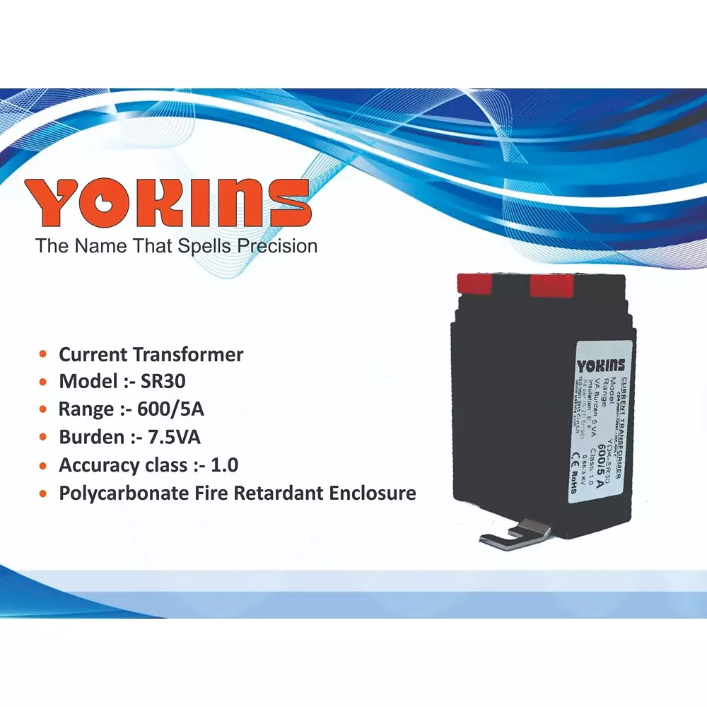 YOKINS Current Transformer Polycarbonate 30 mm Inner Dia 600/5 A Range 7.5 VA Burden for Ammeter, SR30-600.5A-7.5VA-1.0