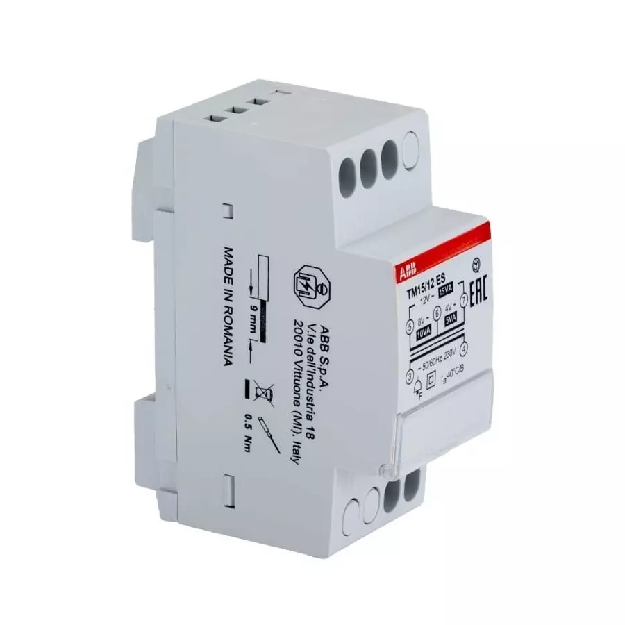 ABB 15W DIN Rail Transformer, 230V Primary, 12V Secondary, 2CSM228585R0802TM 15/12 ES